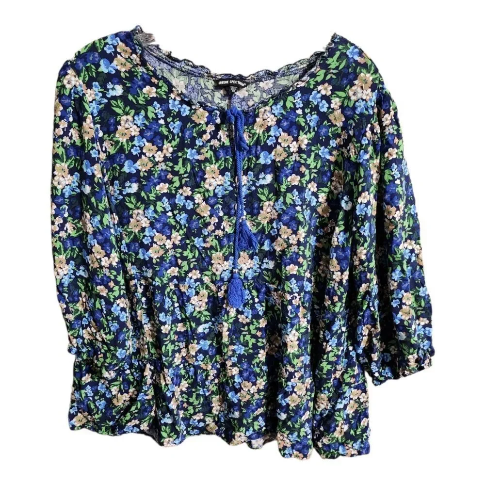 Unique Spectrum print‎ scoop neck blouse Size 3X Woman's Multicolor Floral Boho